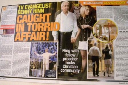 Benny Hinn at a posh hotel in Rome hand-in-hand with Paula White