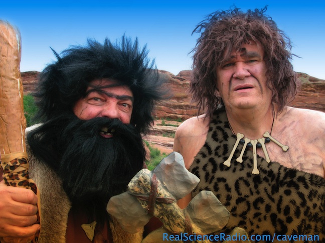Bob & Fred Williams dressed as cavemen for their Neanderthal publicity shot... 