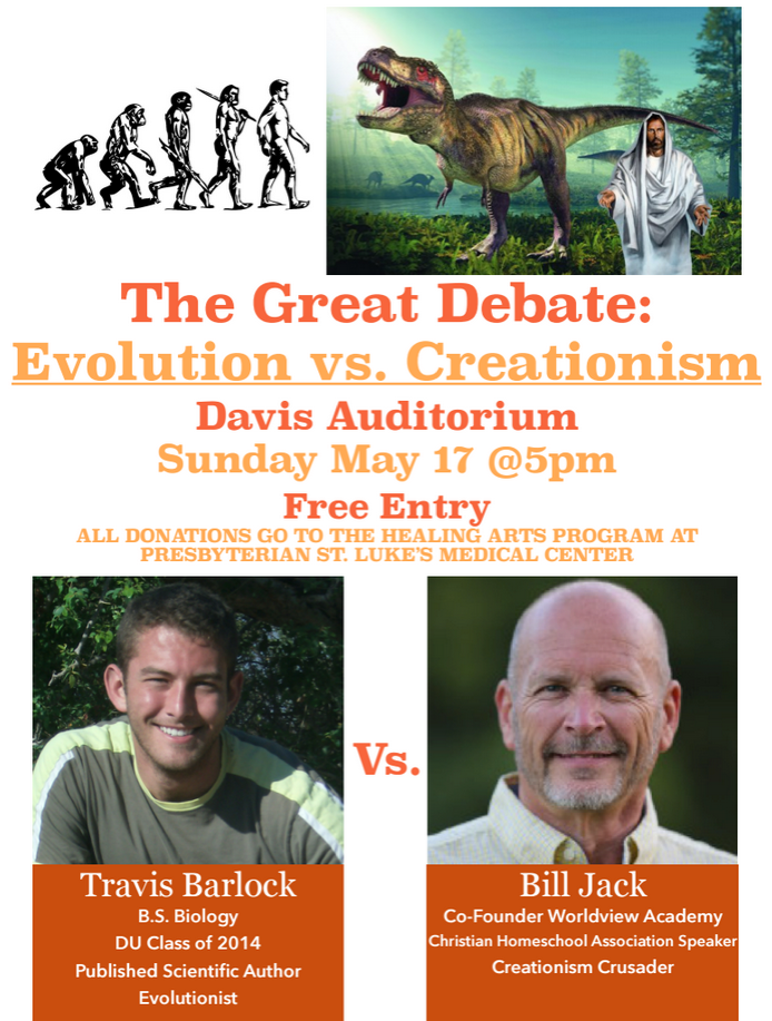 Evolution debate event at DU: Bill Jack vs Travis Barlock