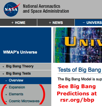 NASA presenting the three BB predictions that they claim confirm the theory
