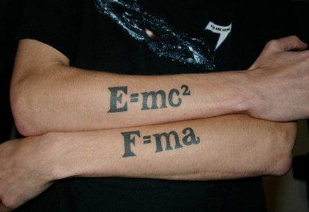 Equation tatoos: E=mc2 and F=ma